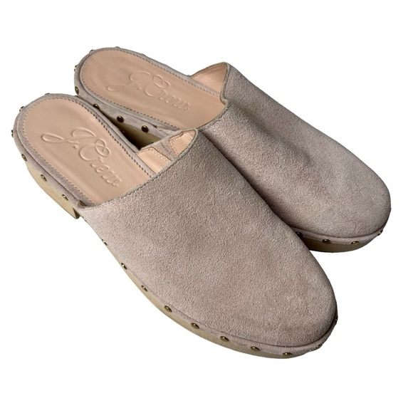 J.Crew 11 Dakota Clogs Blush Mauve Suede Leather Studded Wood Block Heel Y2K 90s - Picture 1 of 11